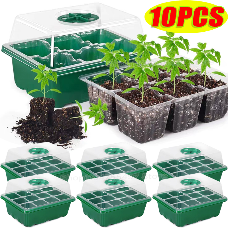 Dome Propagation Kit - ชุดเริ่มต้นเพาะเมล็ดพร้อมโดมควบคุมความชื้นและฐานสำหรับเรือนเพาะชำขนาดเล็กในร่ม ถาดเพาะเมล็ดสำหรับเพาะต้นกล้า
