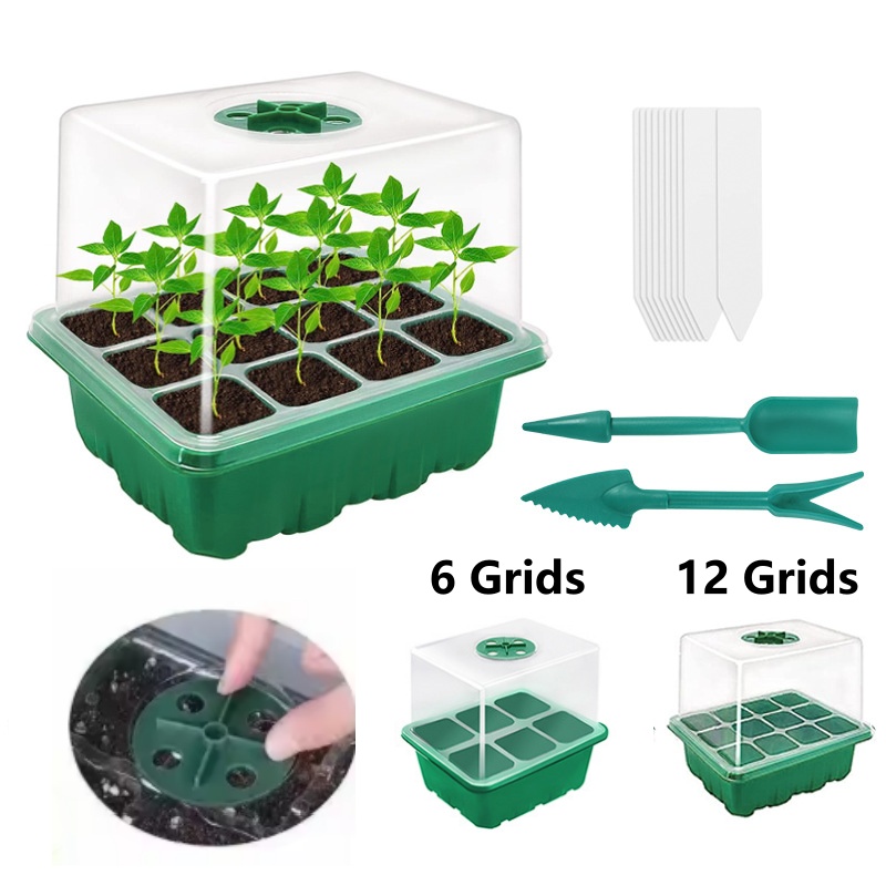 Dome Propagation Kit - ถาดเพาะเมล็ดพร้อมชุดเรือนเพาะชำขนาดเล็ก พร้อมโดมควบคุมความชื้น ถาดเพาะต้นกล้าพร้อมฐาน ชุดเพาะพันธุ์