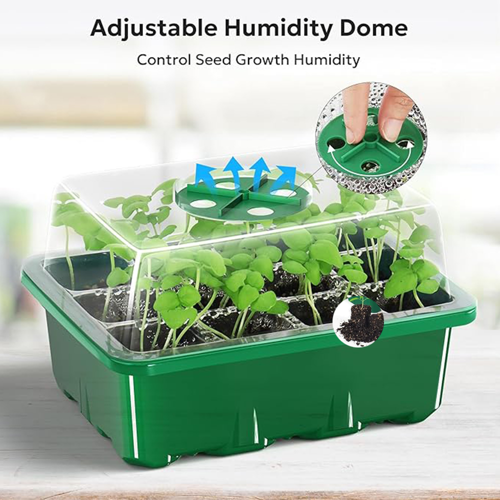 Dome Propagation Kit - ชุดเพาะเมล็ด 10 ชิ้น/ชุด ชุดเริ่มต้นเพาะปลูกต้นกล้าขนาดเล็ก พร้อมฝาครอบระบายความชื้นและฐานสำหรับเพาะเมล็ด