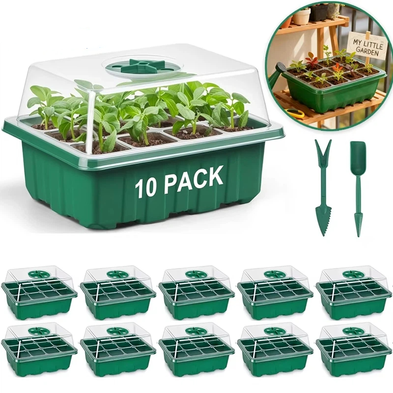 Dome Propagation Kit - ถาดเพาะเมล็ดพร้อมชุดเรือนเพาะชำขนาดเล็ก พร้อมโดมควบคุมความชื้น ถาดเพาะต้นกล้าพร้อมฐาน ชุดเพาะพันธุ์